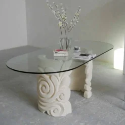 Viadurini Living Esstisch Oval|Esstische-Ovaler Tisch aus Stein und Kristall in modenrem Design Aden