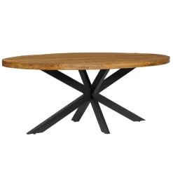 Viadurini Living Esstische-Ovaler Tisch für den Innenbereich mit Platte aus massivem Mangoholz - Kopfhörer