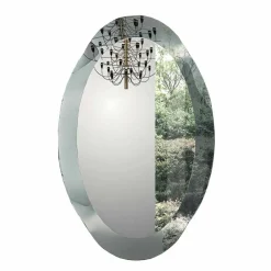 Viadurini Living Wandspiegel-Ovaler Wandspiegel aus gewelltem Kristallglas, hergestellt in Italien – Eclisse