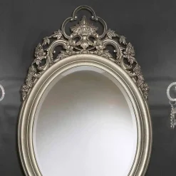 Viadurini Classic Wandspiegel-Ovaler Wandspiegel aus Silber / Gold, handgefertigt in Italien Giorgio