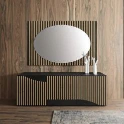 Viadurini Classic Wandspiegel-Ovaler Wandspiegel mit vertikaler Lamellenhalterung, hergestellt in Italien – Anne