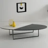 Viadurini Living Moderne Couchtische-Ovaler Wohnzimmer-Couchtisch aus Metall und zweifarbige Keramikplatte - Comacchio