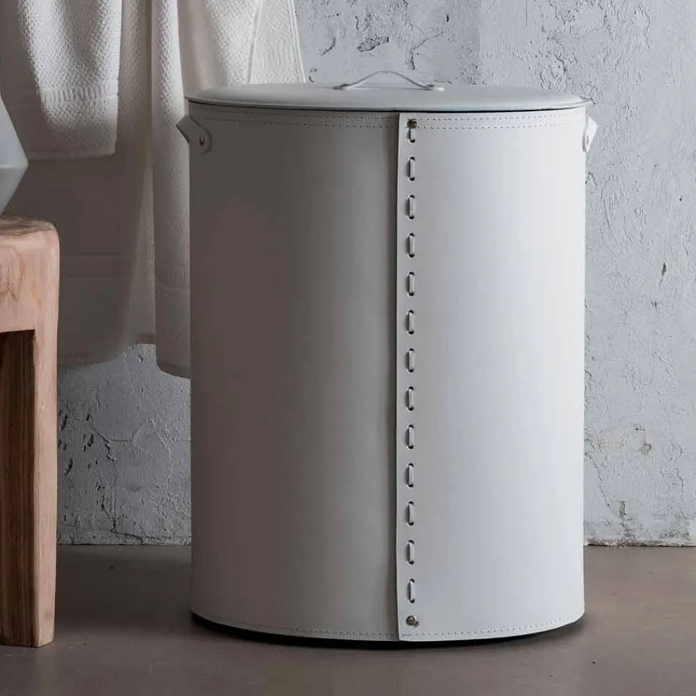 Limac Design Wäschekörbe-Ovaler Wäschekorb aus regeneriertem Riky-Leder, hergestellt in Italien