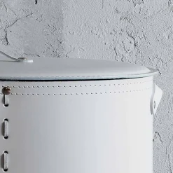 Limac Design Wäschekörbe-Ovaler Wäschekorb aus regeneriertem Riky-Leder, hergestellt in Italien