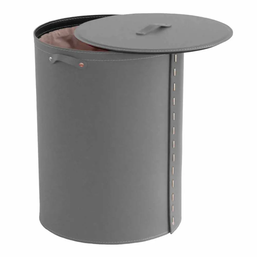 Limac Design Wäschekörbe-Ovaler Wäschekorb aus regeneriertem Riky-Leder, hergestellt in Italien