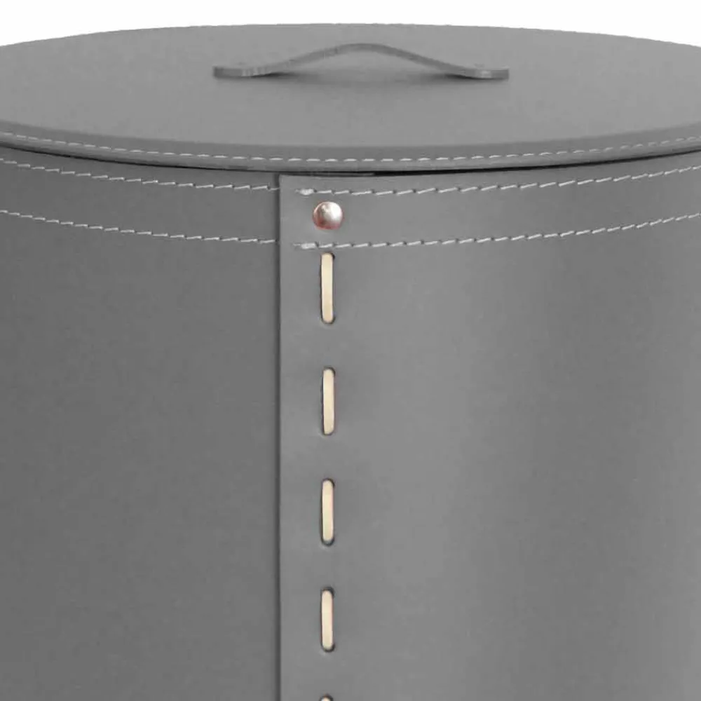 Limac Design Wäschekörbe-Ovaler Wäschekorb aus regeneriertem Riky-Leder, hergestellt in Italien