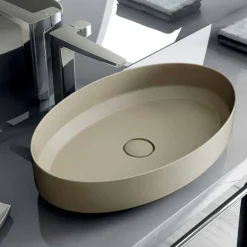 Viadurini Bathroom Keramikwaschbecken-Ovales Aufsatzspülbecken aus Keramik, hergestellt in Italien, Yoel