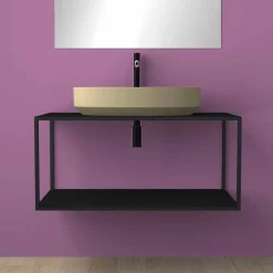 Viadurini Bathroom Keramikwaschbecken-Ovales Aufsatzspülbecken aus Keramik, hergestellt in Italien, Yoel