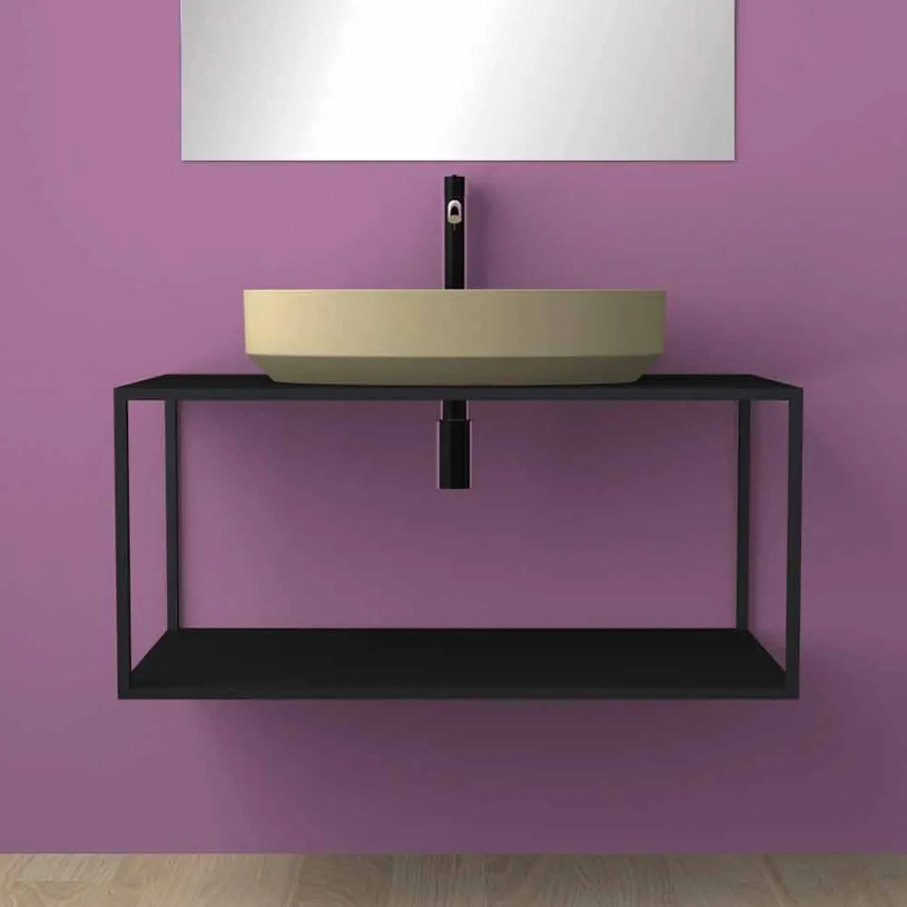 Viadurini Bathroom Keramikwaschbecken-Ovales Aufsatzspülbecken aus Keramik, hergestellt in Italien, Yoel