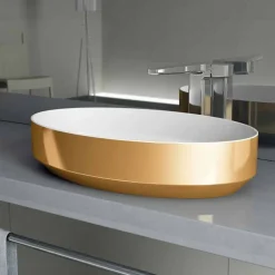 Viadurini Bathroom Keramikwaschbecken-Ovales Aufsatzspülbecken aus Keramik, hergestellt in Italien, Yoel