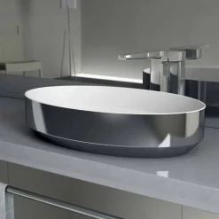 Viadurini Bathroom Keramikwaschbecken-Ovales Aufsatzspülbecken aus Keramik, hergestellt in Italien, Yoel