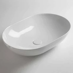 Viadurini Bathroom Keramikwaschbecken-Ovales Aufsatzwaschbecken aus farbiger Keramik Made in Italy - Chain