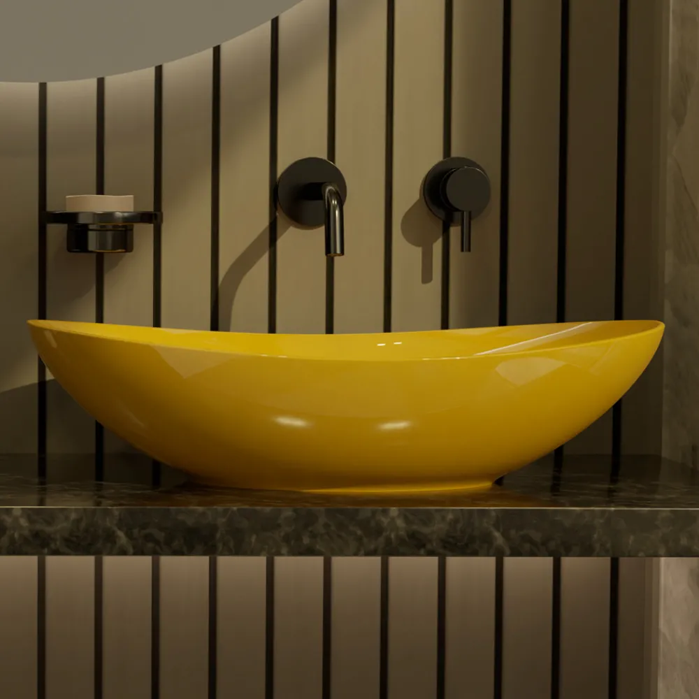 Viadurini Bathroom Farbige Waschbecken|Keramikwaschbecken-Ovales Aufsatzwaschbecken aus Keramik L 60 cm Made in Italy - Jumper