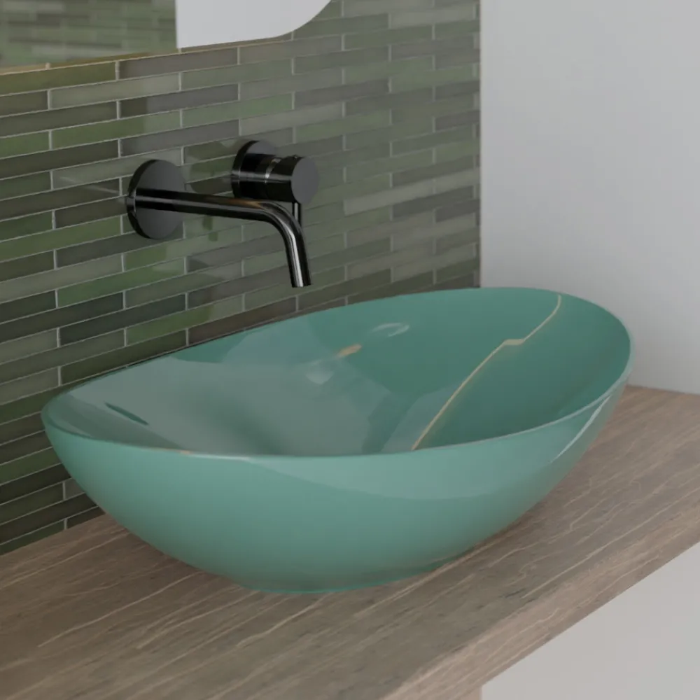 Viadurini Bathroom Farbige Waschbecken|Keramikwaschbecken-Ovales Aufsatzwaschbecken aus Keramik L 60 cm Made in Italy - Jumper