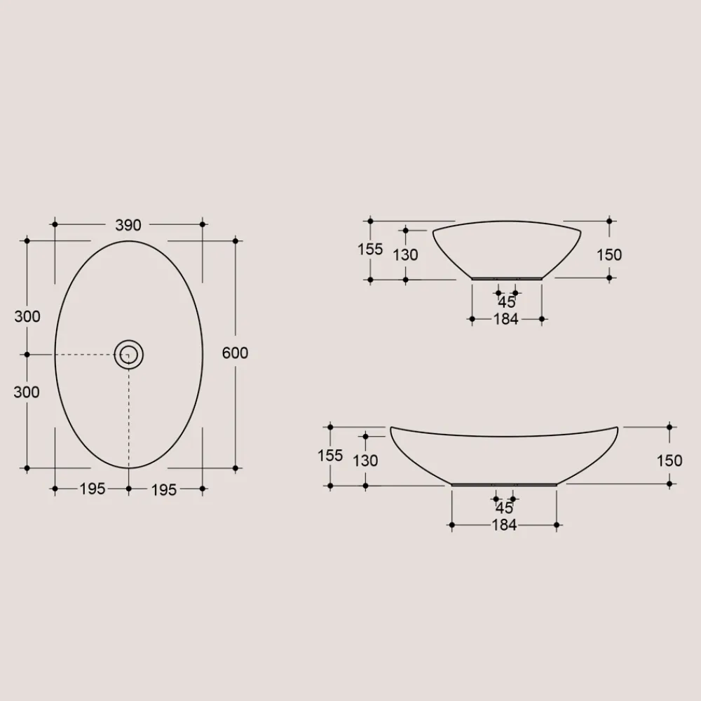 Viadurini Bathroom Farbige Waschbecken|Keramikwaschbecken-Ovales Aufsatzwaschbecken aus Keramik L 60 cm Made in Italy - Jumper