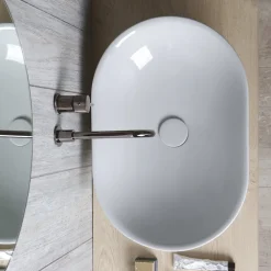 Viadurini Bathroom Farbige Waschbecken|Keramikwaschbecken-Ovales Aufsatzwaschbecken aus glänzender Keramik L 58 cm Made in Italy - Nelly