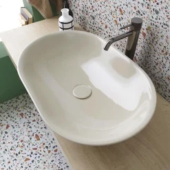 Viadurini Bathroom Farbige Waschbecken|Keramikwaschbecken-Ovales Aufsatzwaschbecken aus glänzender Keramik L 58 cm Made in Italy - Nelly