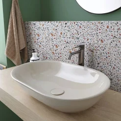 Viadurini Bathroom Farbige Waschbecken|Keramikwaschbecken-Ovales Aufsatzwaschbecken aus glänzender Keramik L 58 cm Made in Italy - Nelly