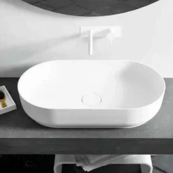 Viadurini Bathroom Design Waschbecken Aus Solid Surface-Ovales Aufsatzwaschbecken mit modernem Design Dalmine Big, made in Italy