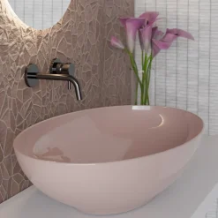 Viadurini Bathroom Farbige Waschbecken|Keramikwaschbecken-Ovales Aufsatzwaschbecken aus glänzender Keramik L 50 cm Made in Italy - Ferry