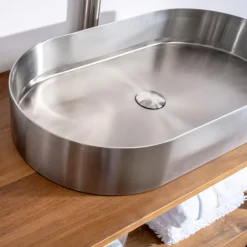 Viadurini Bathroom Metallwaschbecken-Ovales Aufsatzwaschbecken aus Edelstahl in verschiedenen Ausführungen – Anemone