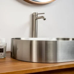 Viadurini Bathroom Metallwaschbecken-Ovales Aufsatzwaschbecken aus Edelstahl in verschiedenen Ausführungen – Anemone