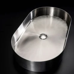 Viadurini Bathroom Metallwaschbecken-Ovales Aufsatzwaschbecken aus Edelstahl in verschiedenen Ausführungen – Anemone