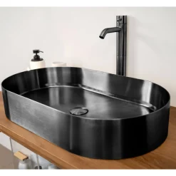 Viadurini Bathroom Metallwaschbecken-Ovales Aufsatzwaschbecken aus Edelstahl in verschiedenen Ausführungen – Anemone