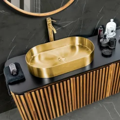 Viadurini Bathroom Metallwaschbecken-Ovales Aufsatzwaschbecken aus Edelstahl in verschiedenen Ausführungen – Anemone