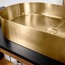 Viadurini Bathroom Metallwaschbecken-Ovales Aufsatzwaschbecken aus Edelstahl in verschiedenen Ausführungen – Anemone