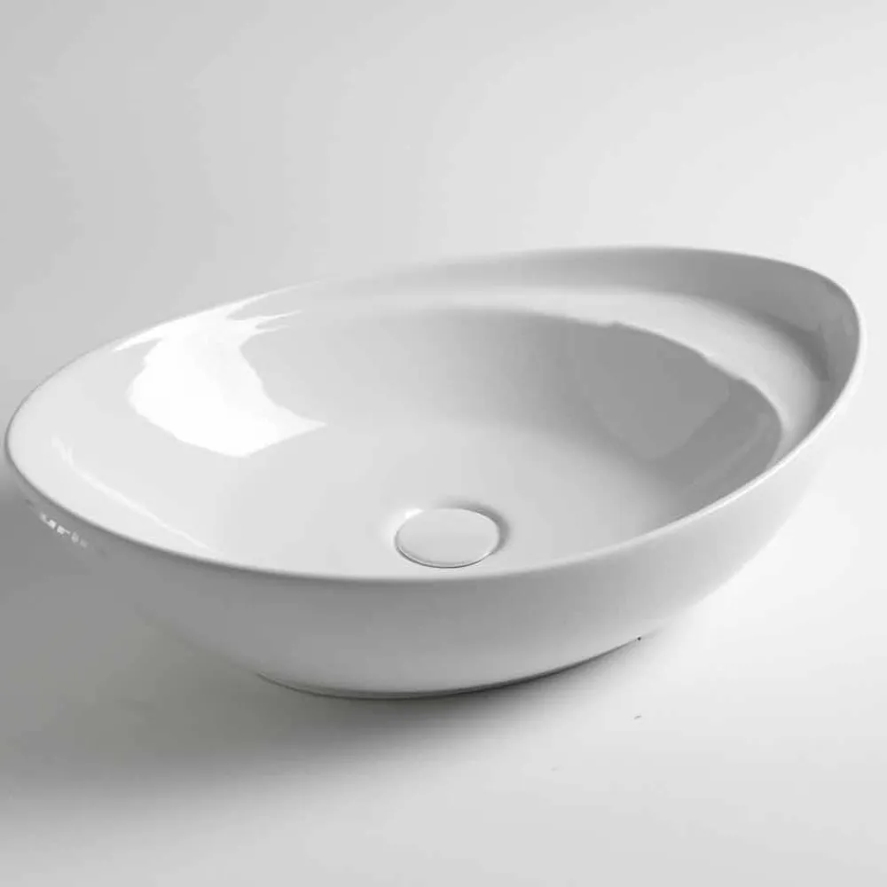 Viadurini Bathroom Keramikwaschbecken-Ovales Aufsatzwaschbecken aus Keramik Made in Italy - Mammut