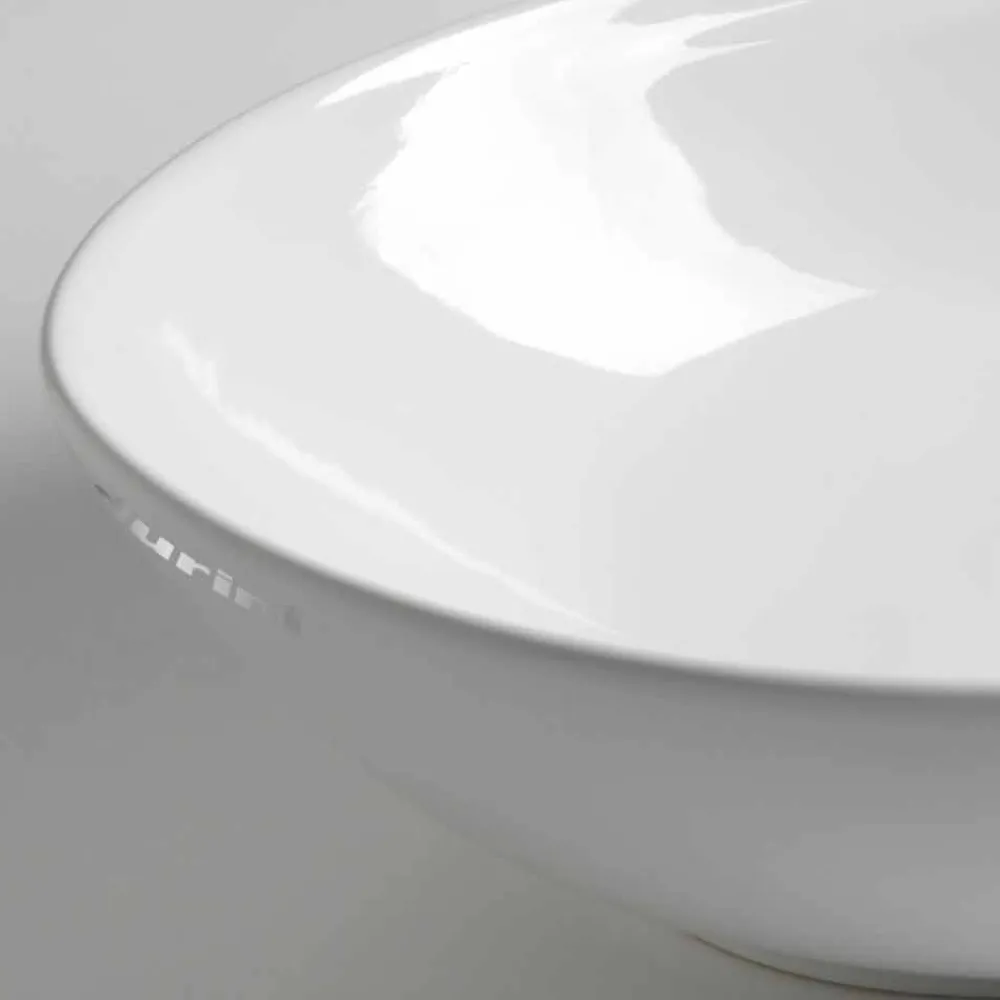 Viadurini Bathroom Keramikwaschbecken-Ovales Aufsatzwaschbecken aus Keramik Made in Italy - Mammut