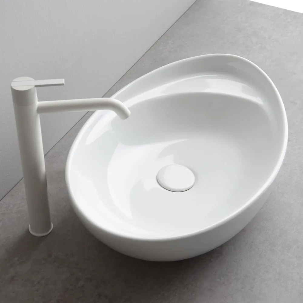 Viadurini Bathroom Keramikwaschbecken-Ovales Aufsatzwaschbecken aus Keramik Made in Italy - Mammut