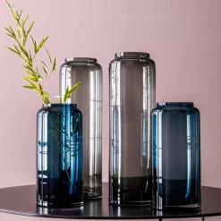 Viadurini Living Deko Vasen-Paar dekorative Vasen aus blauem und rauchfarbenem Glas, modernes Design - Adriano
