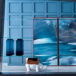 Viadurini Living Deko Vasen-Paar dekorative Vasen aus blauem und rauchfarbenem Glas, modernes Design - Adriano