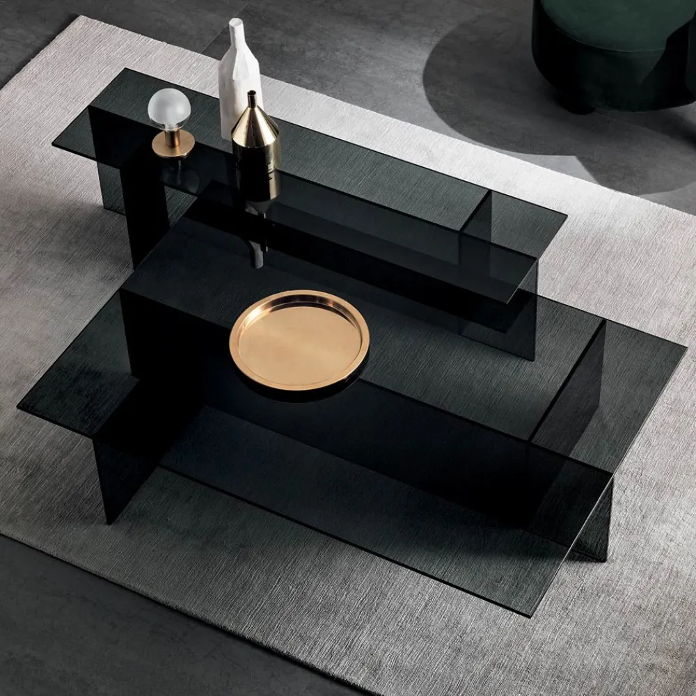 Viadurini Living Moderne Couchtische-Paar moderne Couchtische aus Rauchglas Made in Italy - Sestola