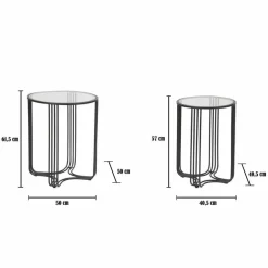 Viadurini Living Moderne Couchtische-Paar runde Couchtische aus Glas und Eisen Modernes Design - Ezra