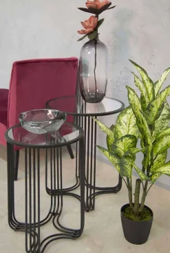 Viadurini Living Moderne Couchtische-Paar runde Couchtische aus Glas und Eisen Modernes Design - Ezra