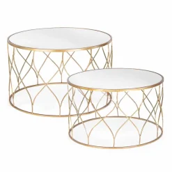 Viadurini Living Moderne Couchtische-Paar runde Couchtische aus Glas und Stahl Homemotion - Amarillide