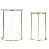 Viadurini Living Moderne Couchtische-Paar runde goldene Couchtische aus Glas und Eisen - Avola