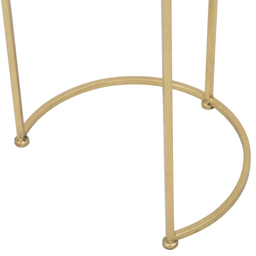 Viadurini Living Moderne Couchtische-Paar runde goldene Couchtische aus Glas und Eisen - Avola