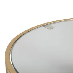 Viadurini Living Moderne Couchtische-Paar runde goldene Couchtische aus Glas und Eisen - Avola