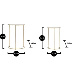 Viadurini Living Moderne Couchtische-Paar runde goldene Couchtische aus Glas und Eisen - Avola