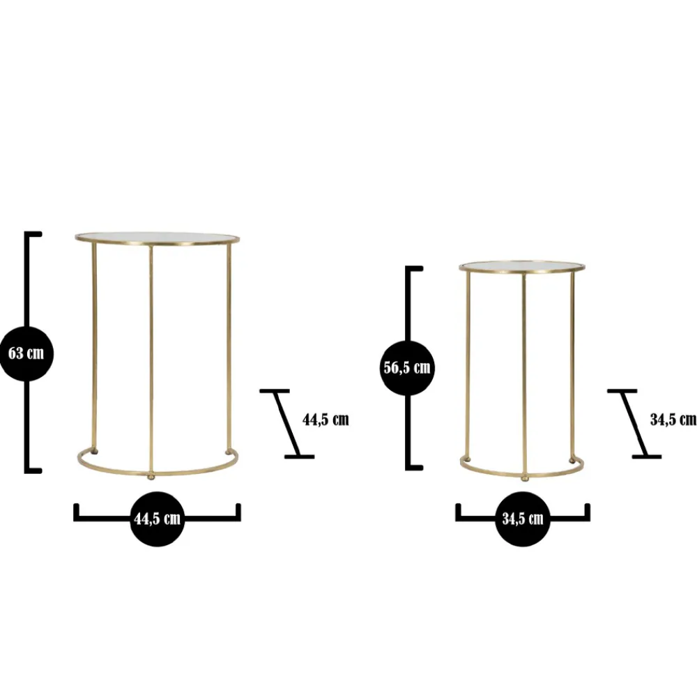 Viadurini Living Moderne Couchtische-Paar runde goldene Couchtische aus Glas und Eisen - Avola