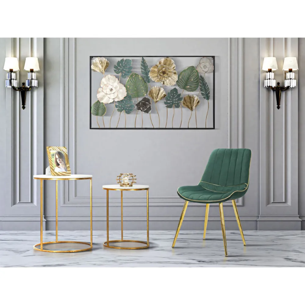 Viadurini Living Moderne Couchtische-Paar runde goldene Couchtische aus Harz und Eisen - Camilla