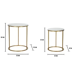 Viadurini Living Moderne Couchtische-Paar runde goldene Couchtische aus Harz und Eisen - Camilla