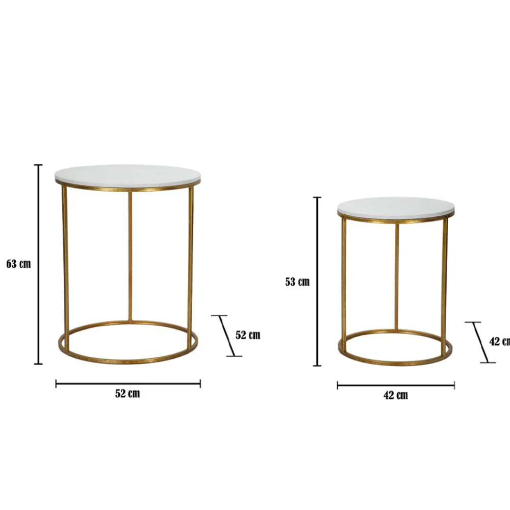Viadurini Living Moderne Couchtische-Paar runde goldene Couchtische aus Harz und Eisen - Camilla