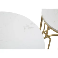 Viadurini Living Moderne Couchtische-Paar runde goldene Couchtische mit Eisenstruktur - Marmolo