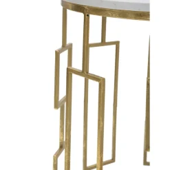 Viadurini Living Moderne Couchtische-Paar runde goldene Couchtische mit Eisenstruktur - Marmolo