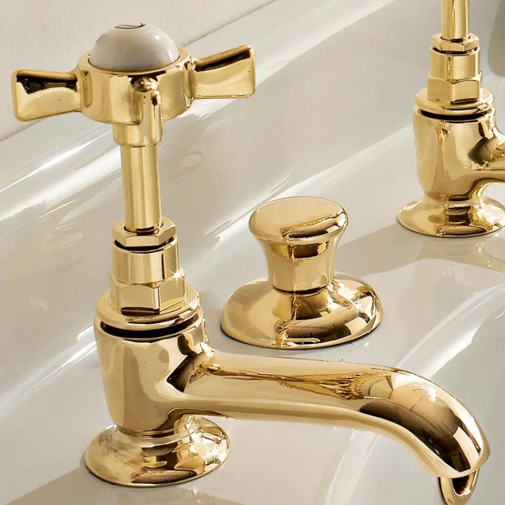 Viadurini Bathroom Waschbeckenarmaturen-Paar Vintage Waschtischarmaturen aus Messing Made in Italy - Katerina